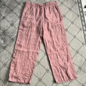 Women's Athleta Mauve Pink Cabo Linen-Blend Relaxed Pants 14
